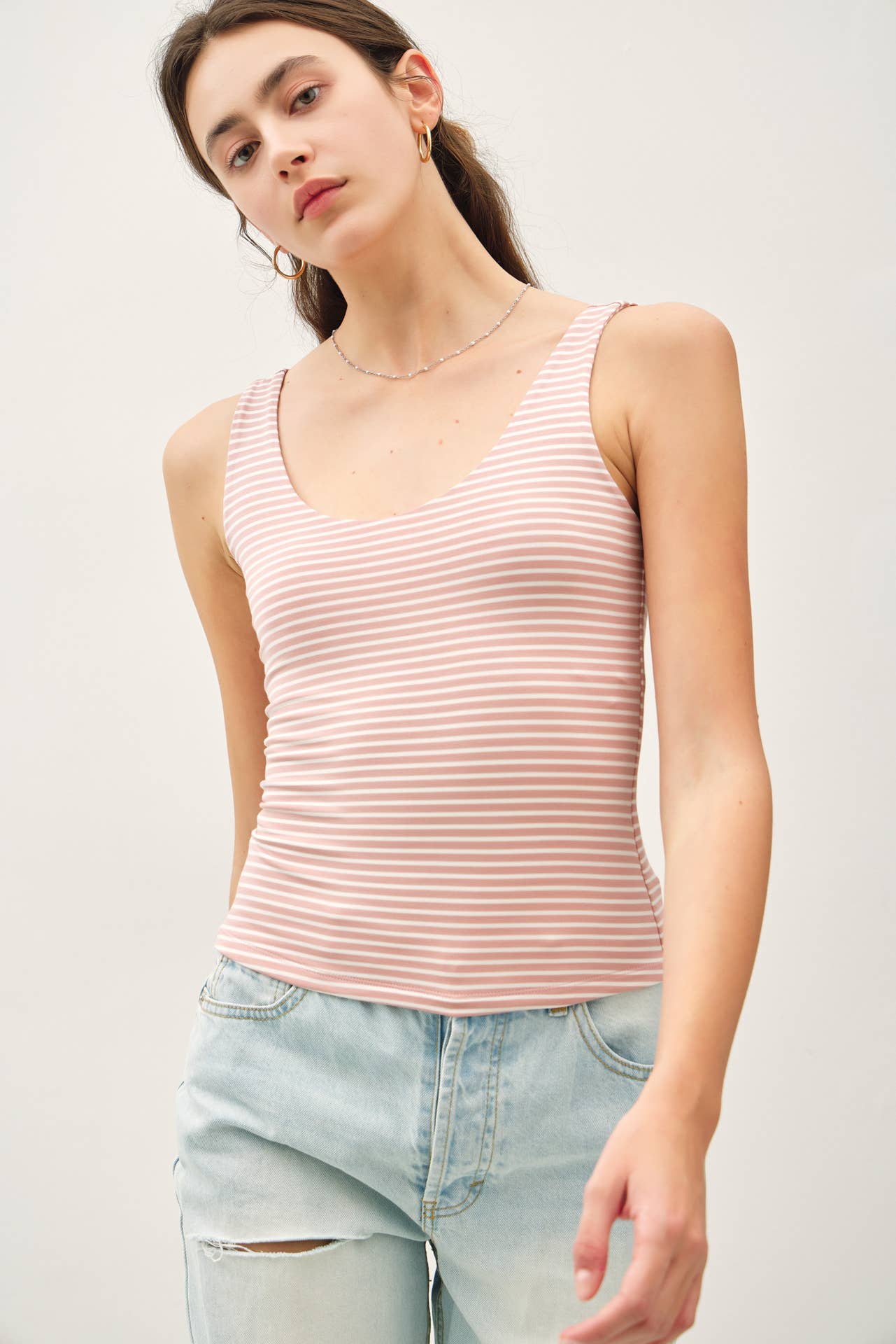 ULTRA SOFT DOUBLE LINED STRIPED TANK