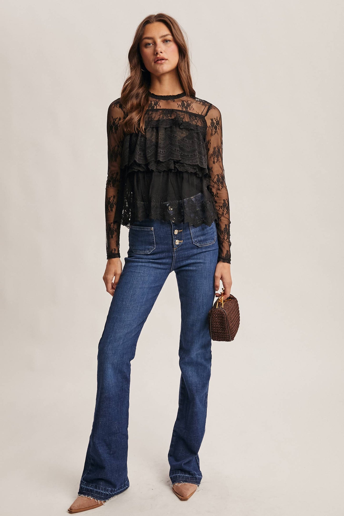 Lace Ruffle Layering Blouse