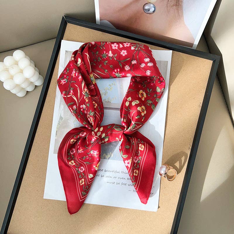 Fresh Floral Print Headscarf Square Scarf MK2BLW6W6NSI07