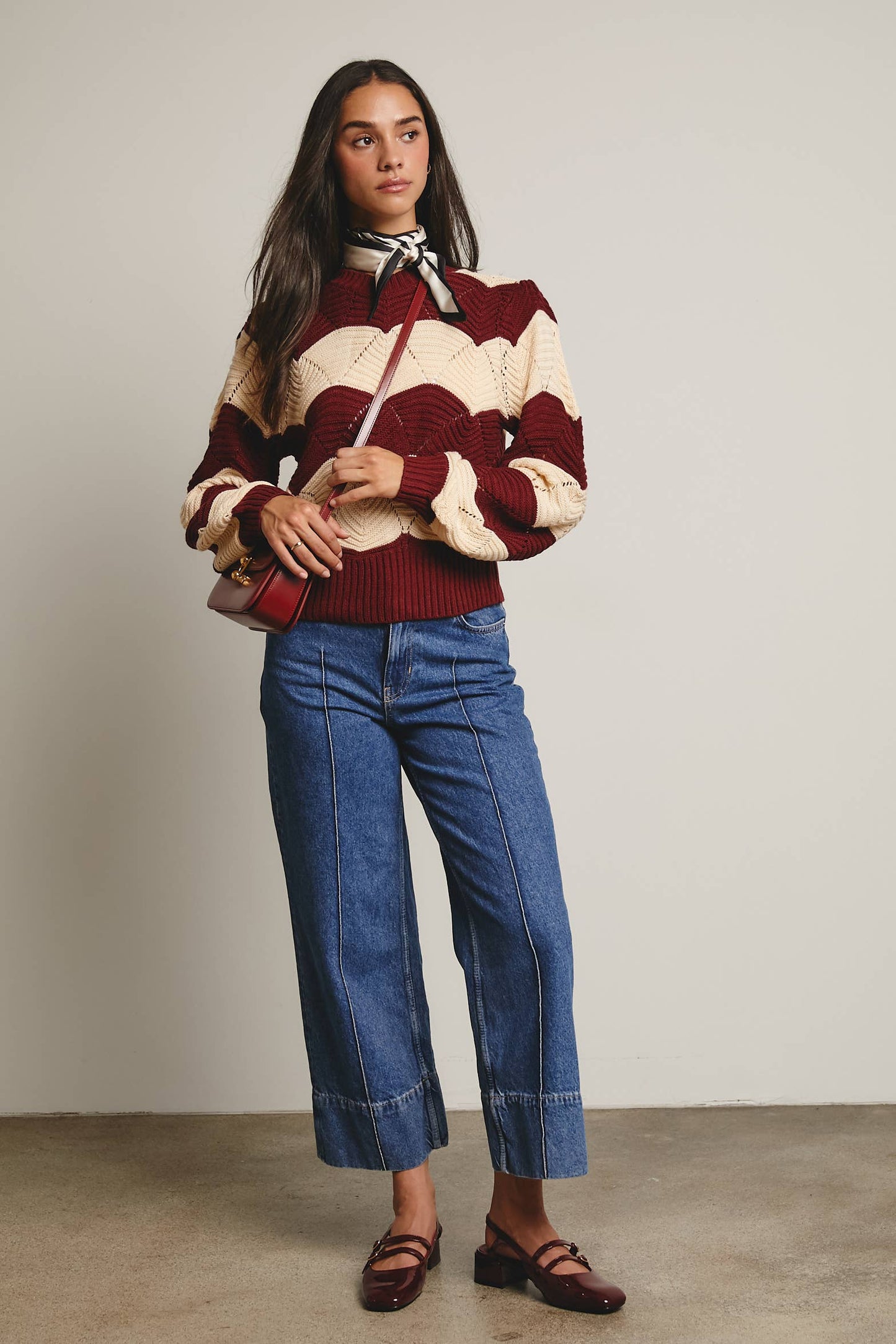 Wave Knit Chevron Pullover