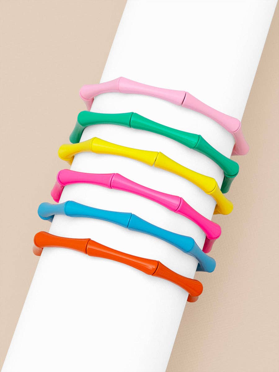 Enamel Bamboo-Style Stretch Bracelet