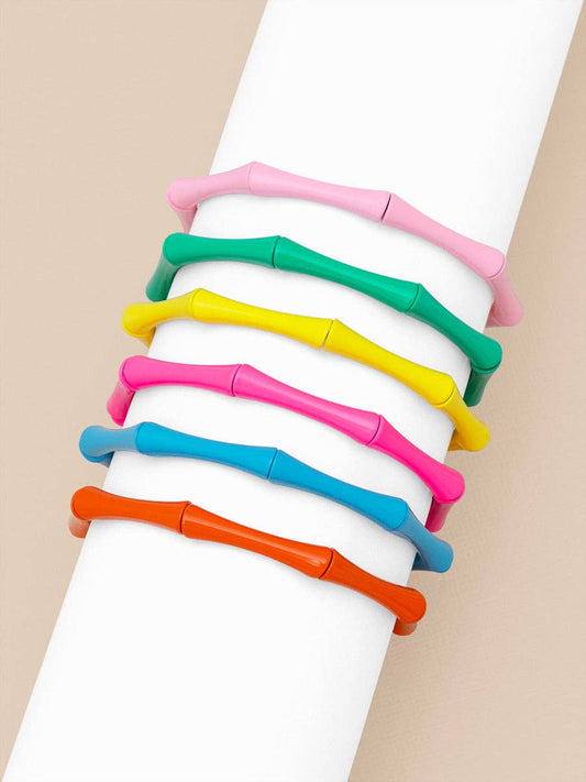 Enamel Bamboo-Style Stretch Bracelet