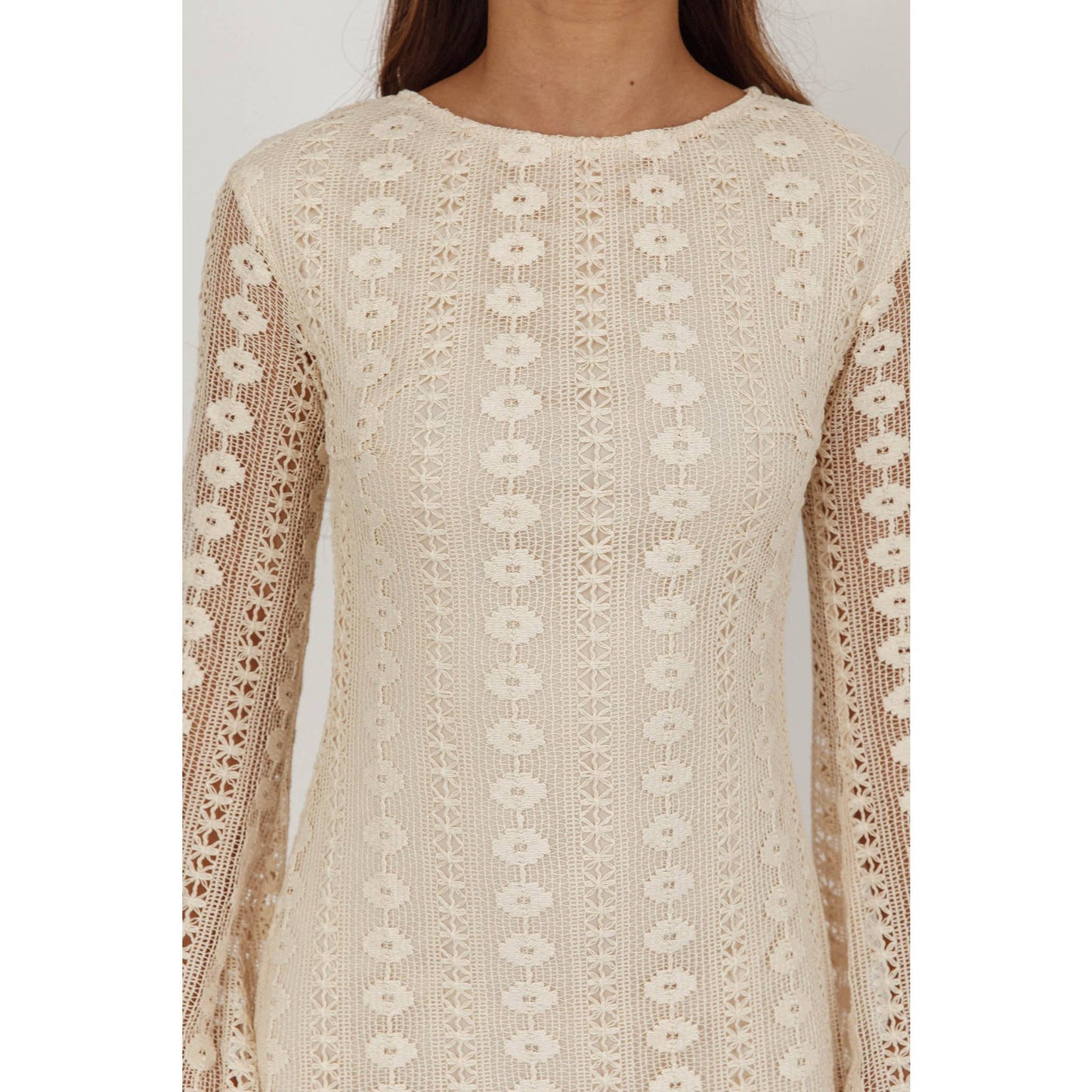 FLORAL CROCHET MINI DRESS