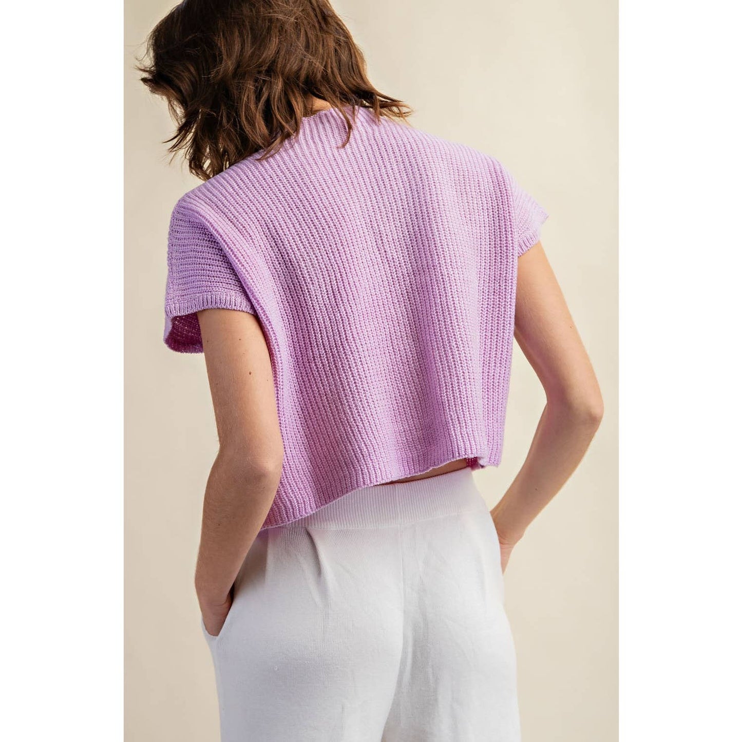 DROP SHOULDER SS SWEATER TOP