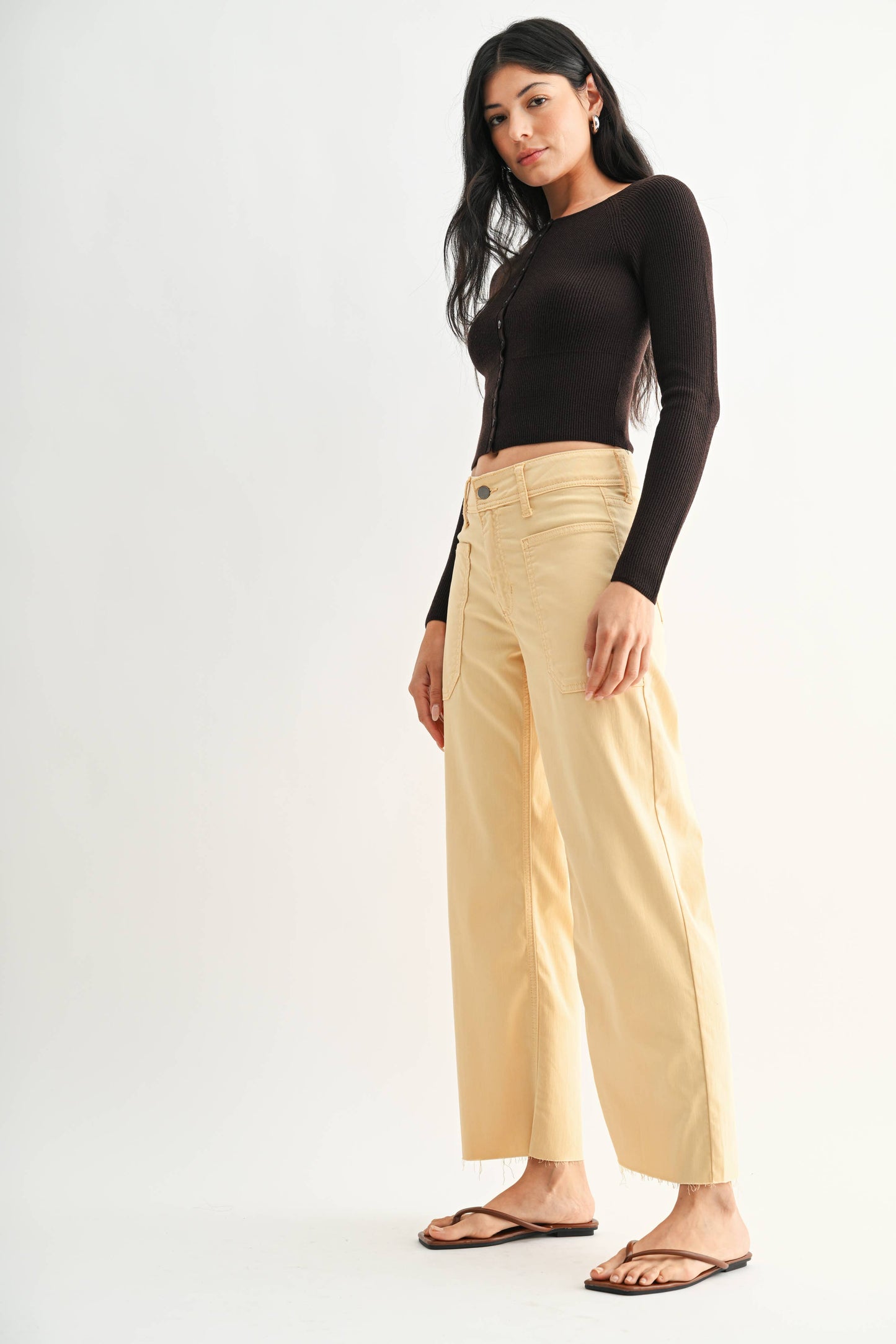 Stretch Twill Utility Wide Leg Pant - Butter