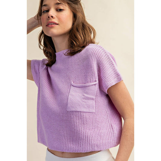 DROP SHOULDER SS SWEATER TOP