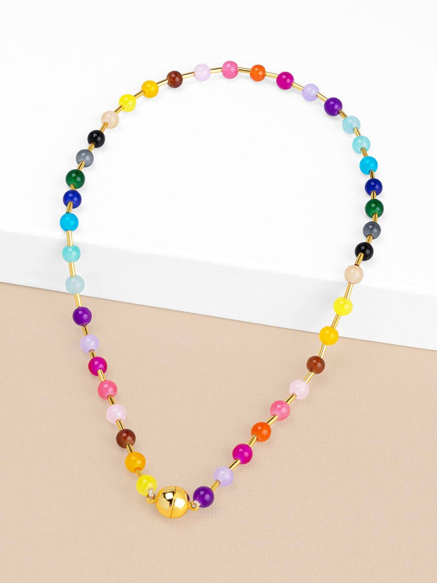 Glass Bead Magnet Short Necklace