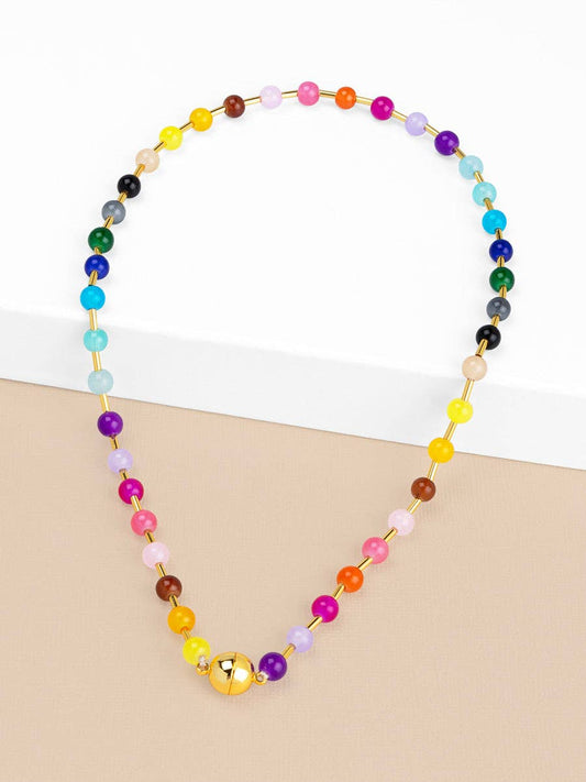 Glass Bead Magnet Short Necklace