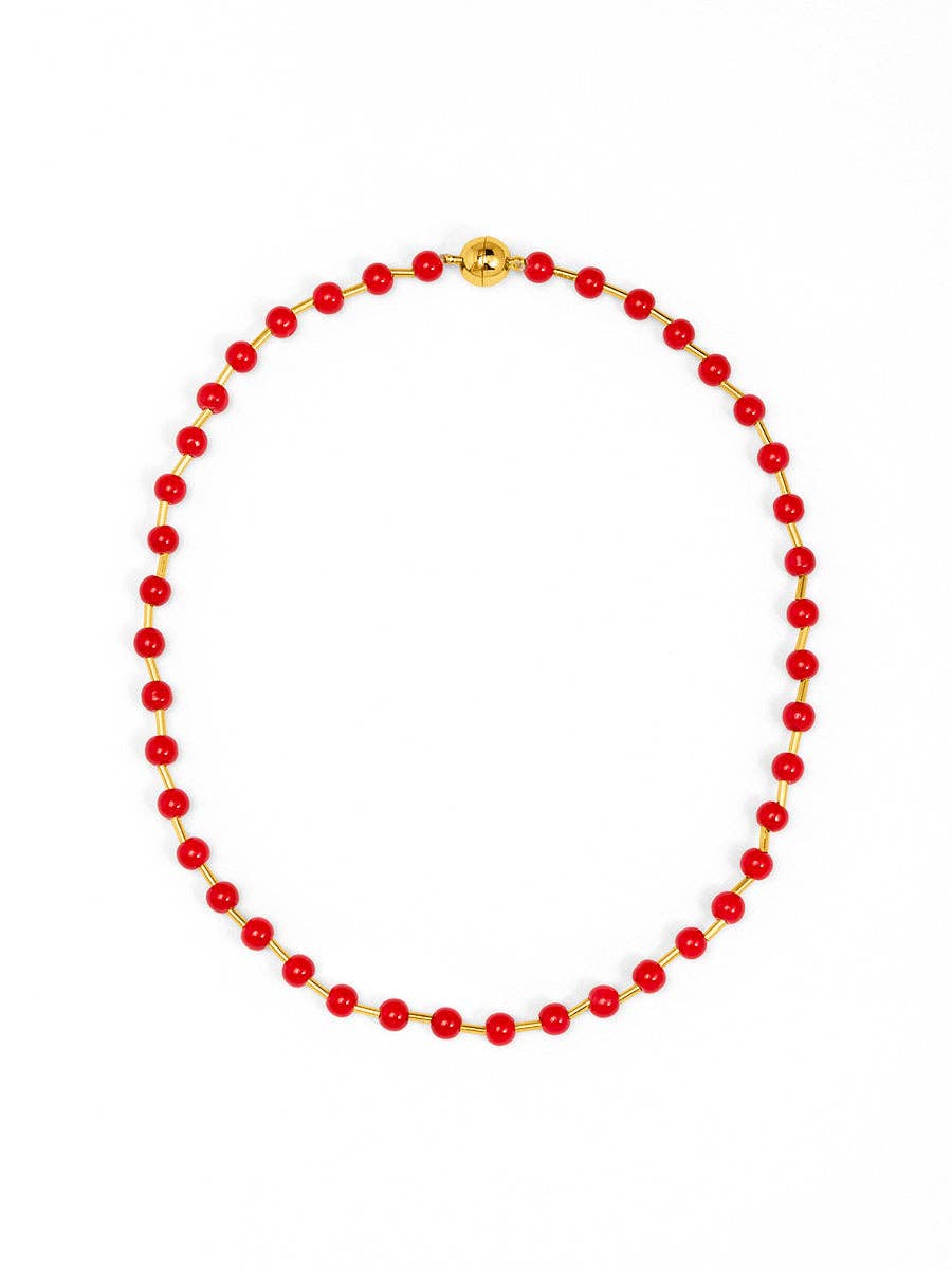 Glass Bead Magnet Short Necklace