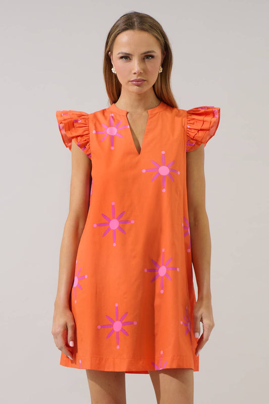 Karani Starburst Evalyn Ruffle Mini Dress