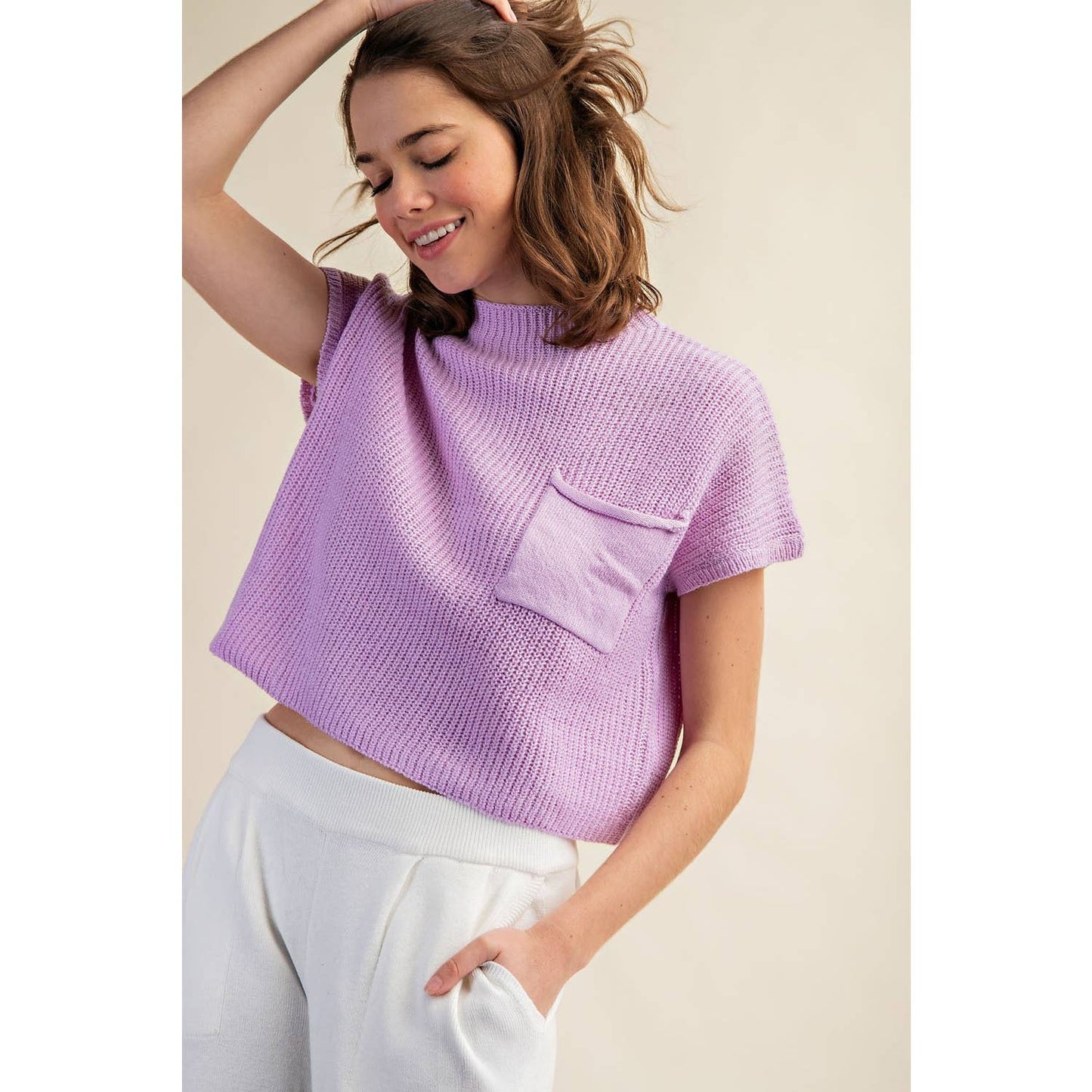 DROP SHOULDER SS SWEATER TOP