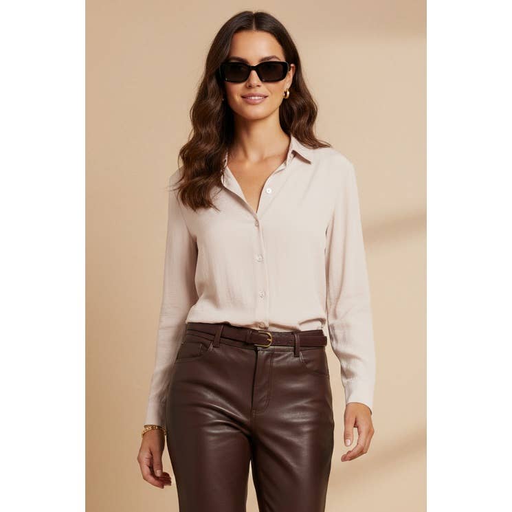 Fitted Long Sleeve Button Up Blouse