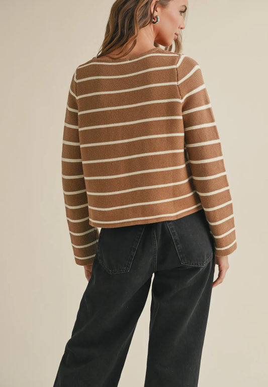 Striped Mocha Tie sweater