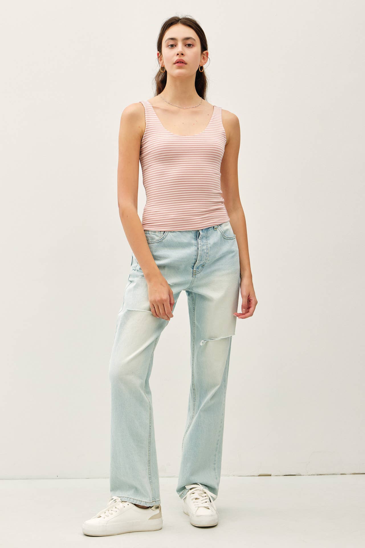 ULTRA SOFT DOUBLE LINED STRIPED TANK