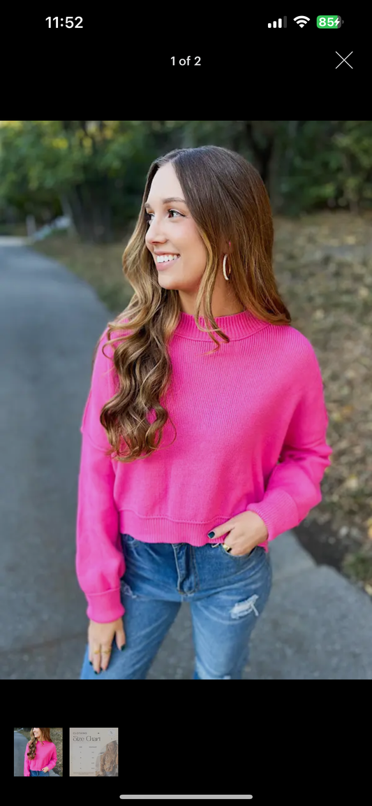 UB hot pink crop sweater