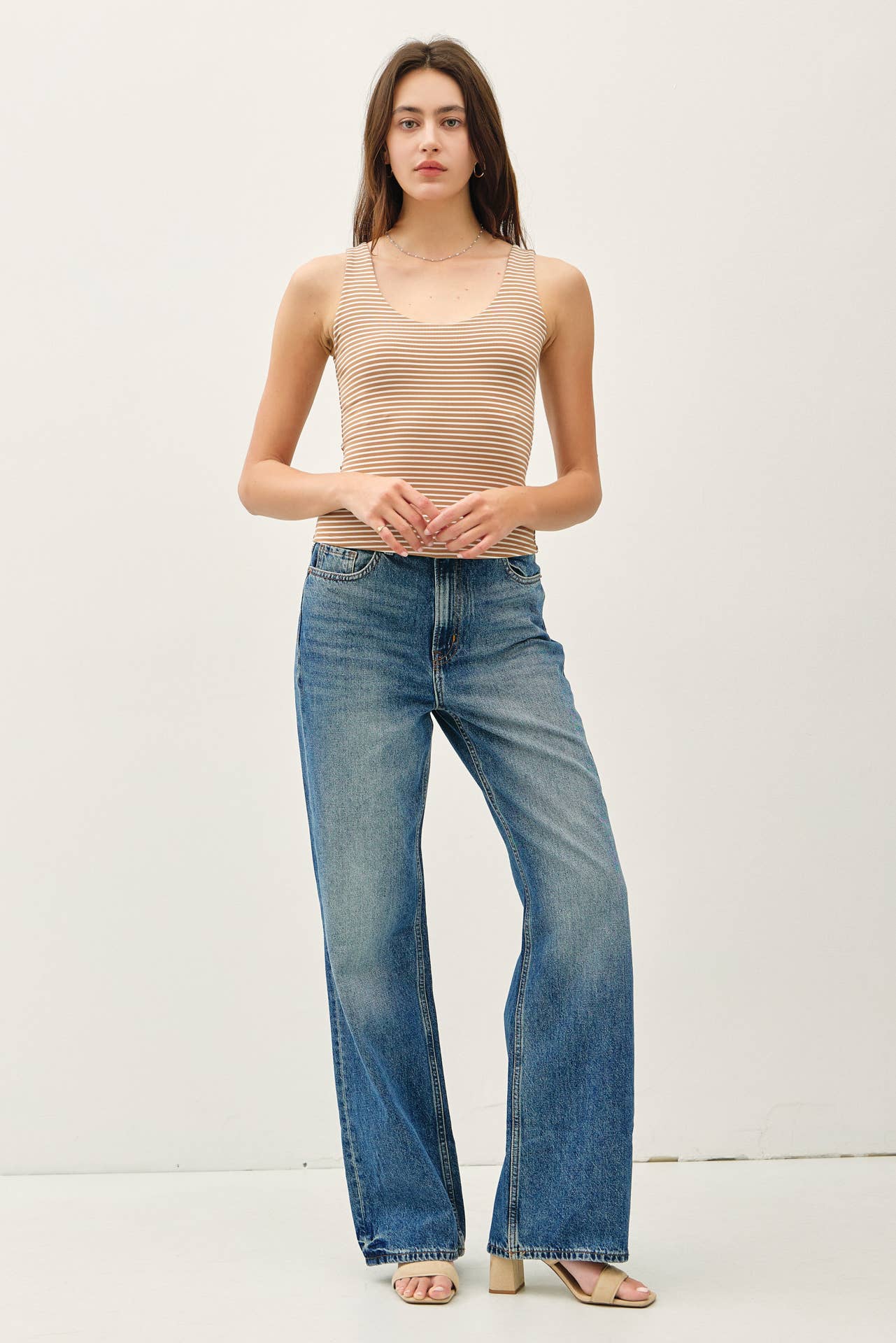 ULTRA SOFT DOUBLE LINED STRIPED TANK