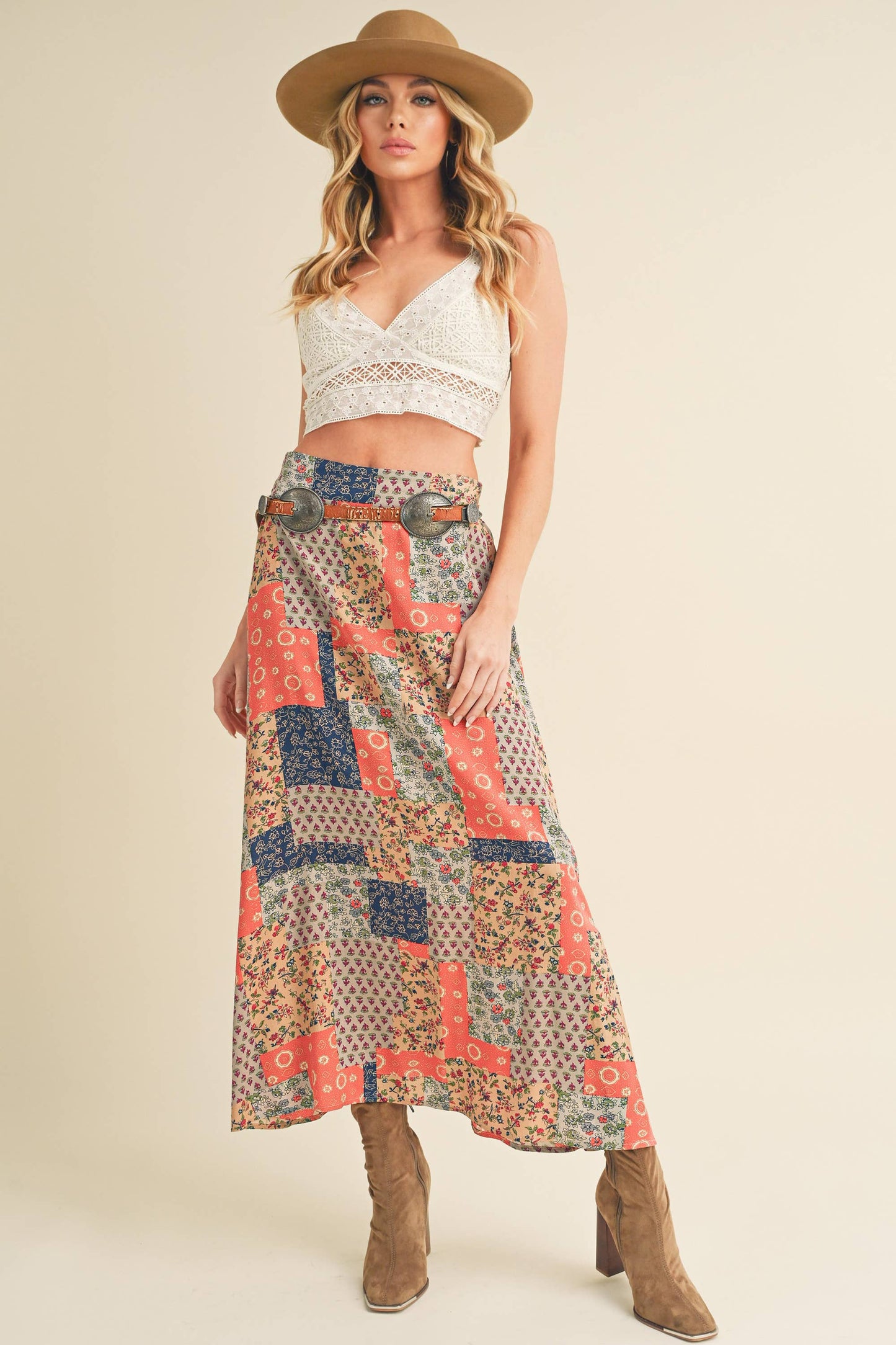 Boho patchwork maxi skirt