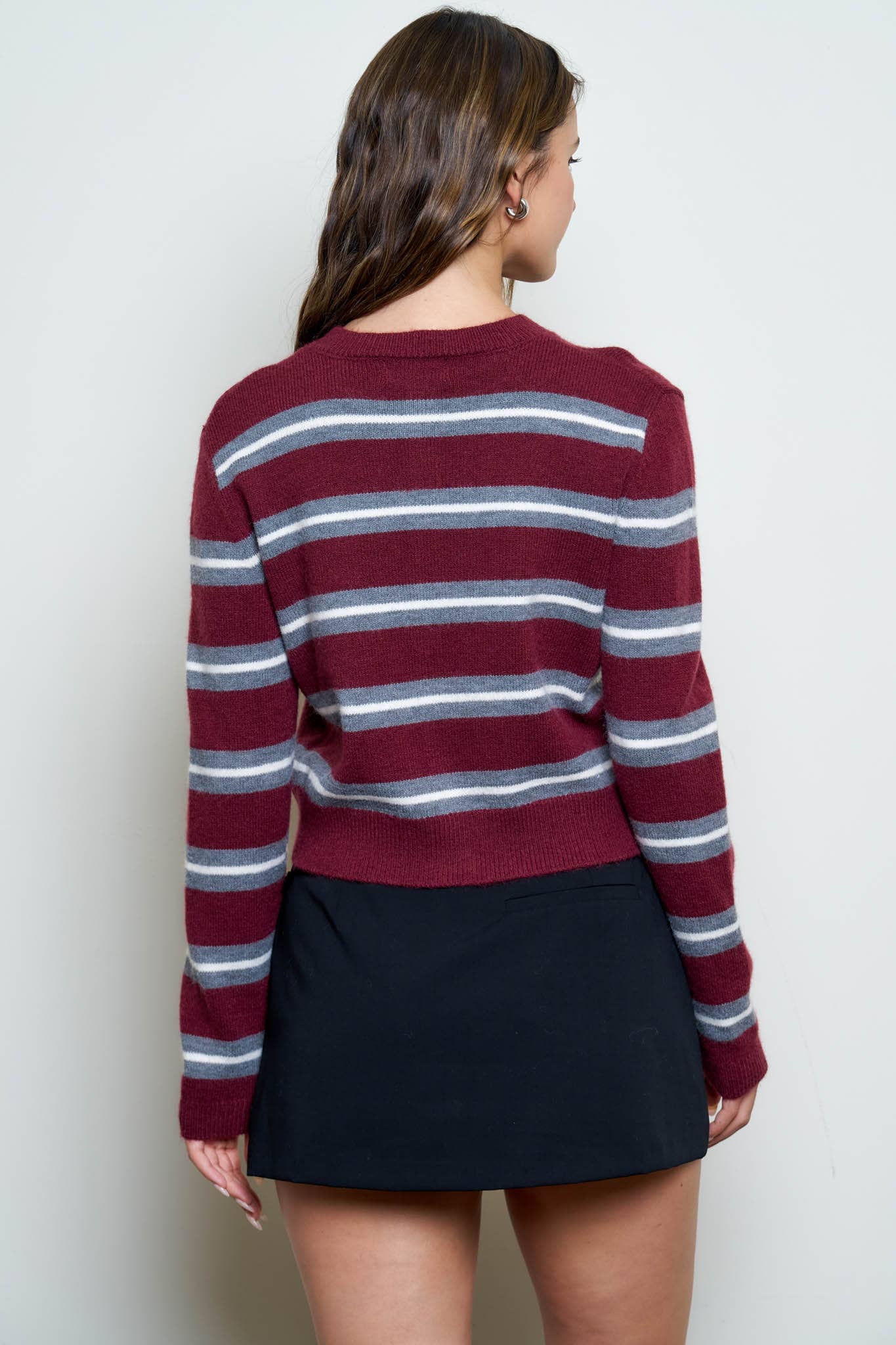 MULTI-COLOR STRIPE BUTTON DOWN KNIT CARDIGAN