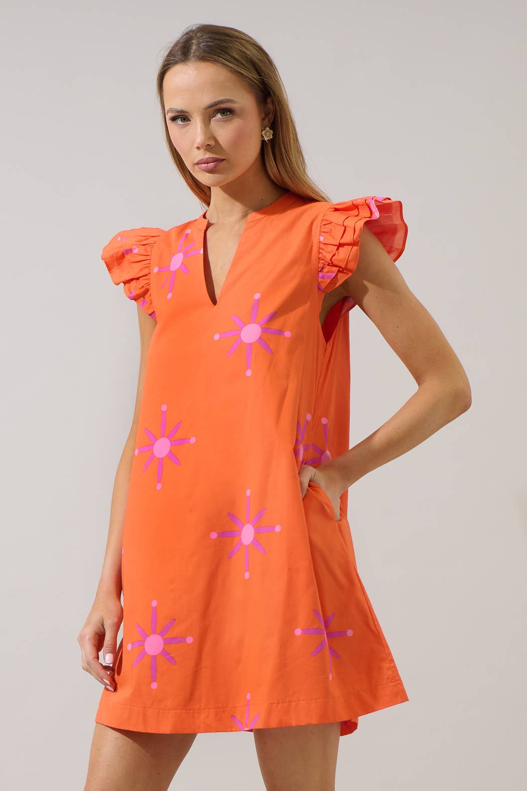 Karani Starburst Evalyn Ruffle Mini Dress