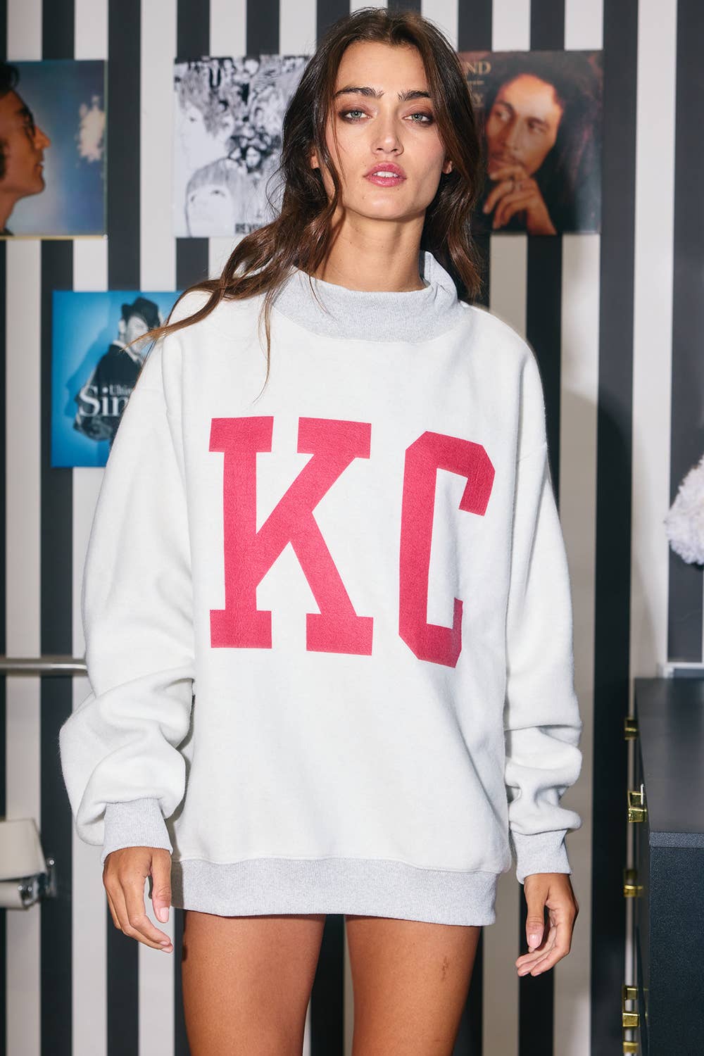 KANSAS 'KANSAS CITY & KC' Reversible Mock-neck Sweatshirt