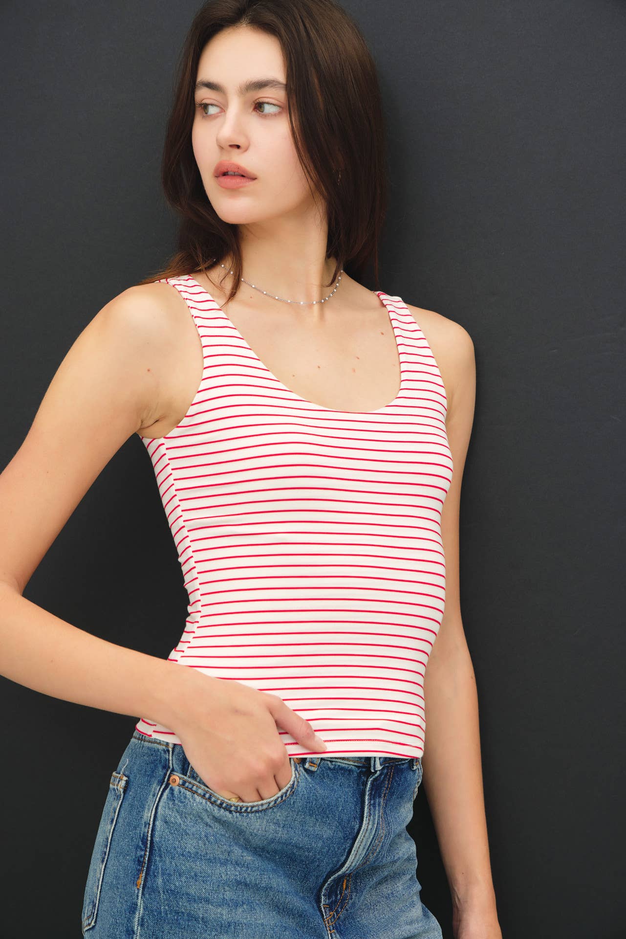 ULTRA SOFT DOUBLE LINED STRIPED TANK
