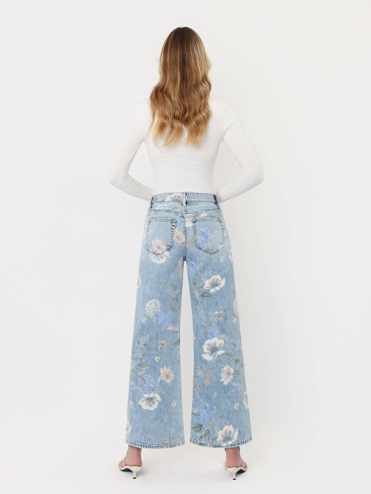 HIGH RISE FLORAL VINTAGE FLARE JEANS
