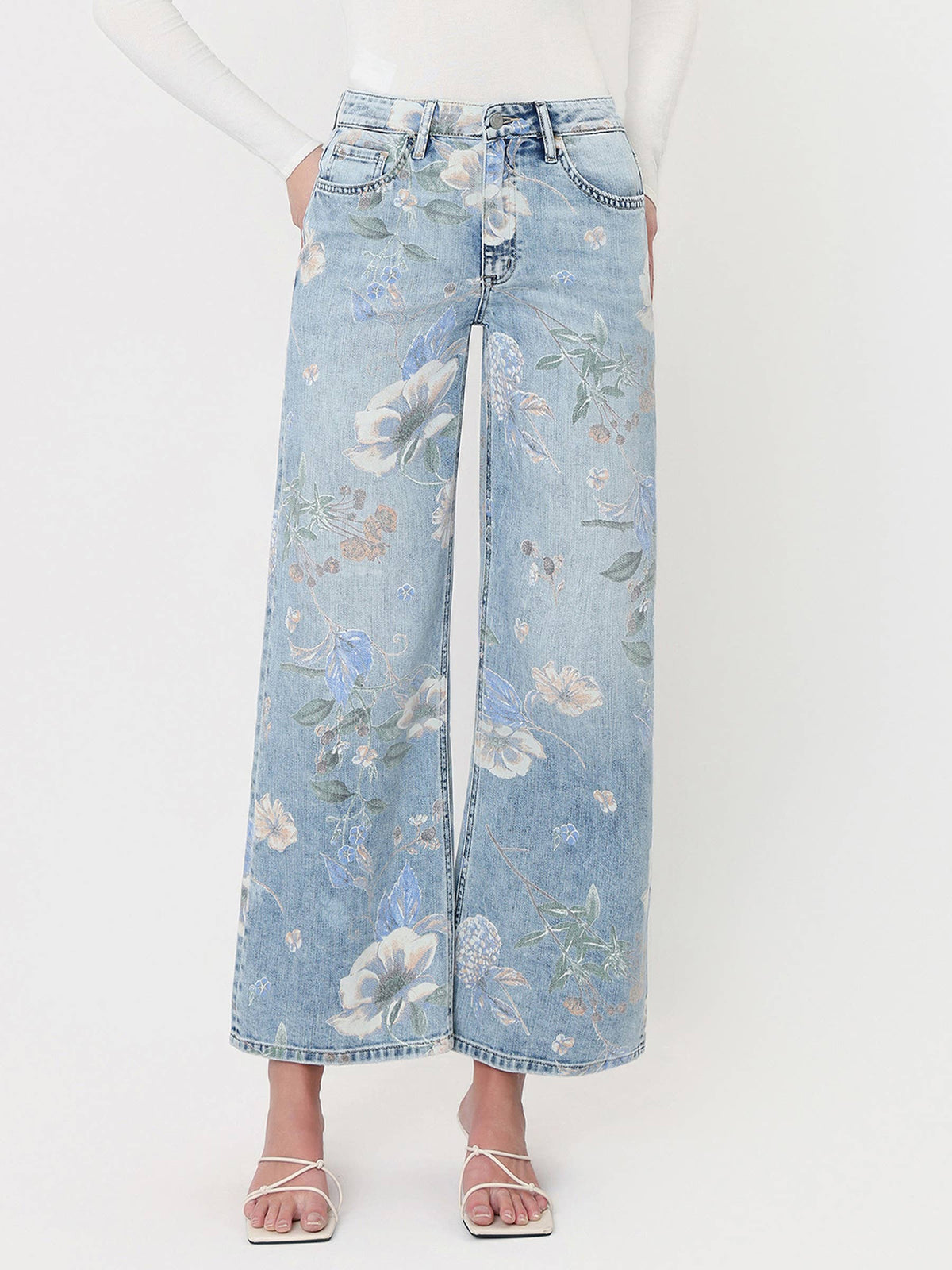HIGH RISE FLORAL VINTAGE FLARE JEANS