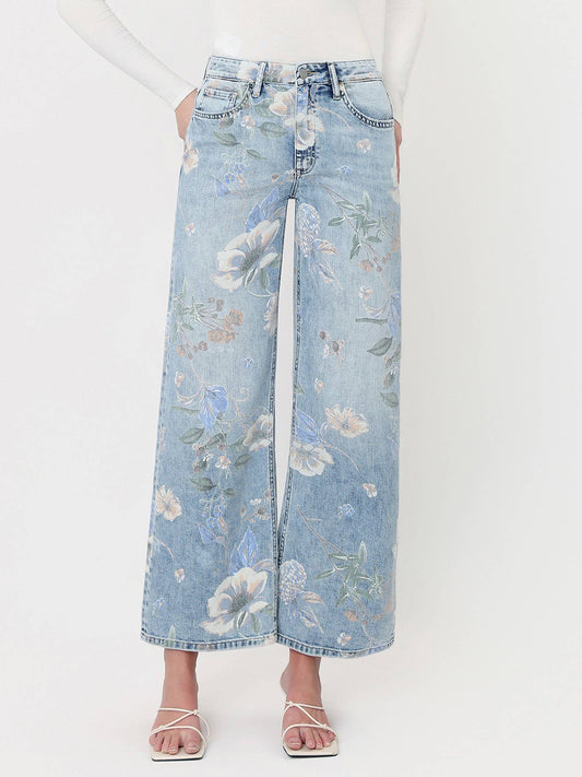 HIGH RISE FLORAL VINTAGE FLARE JEANS