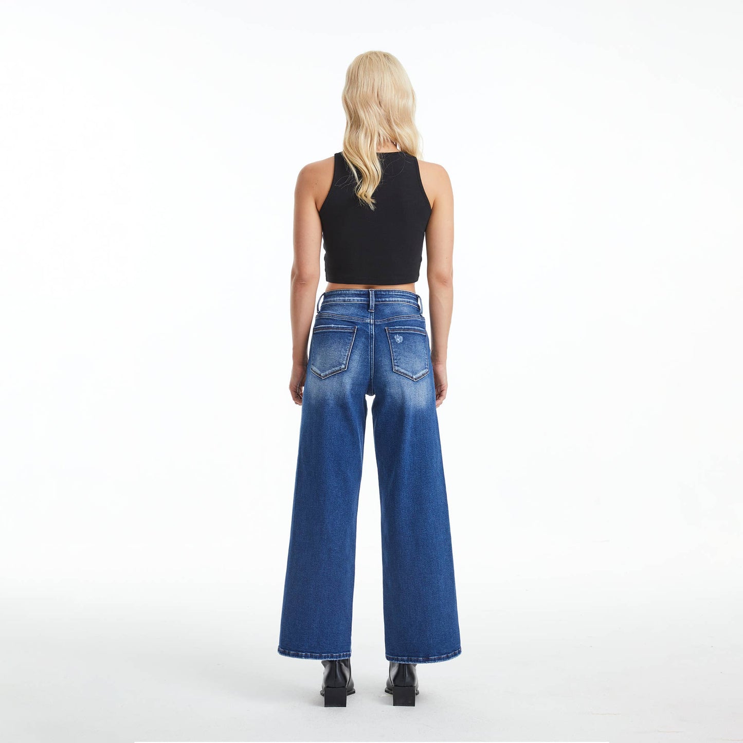 HIGH RISE TWO-TONES WIDE LEG JEANS