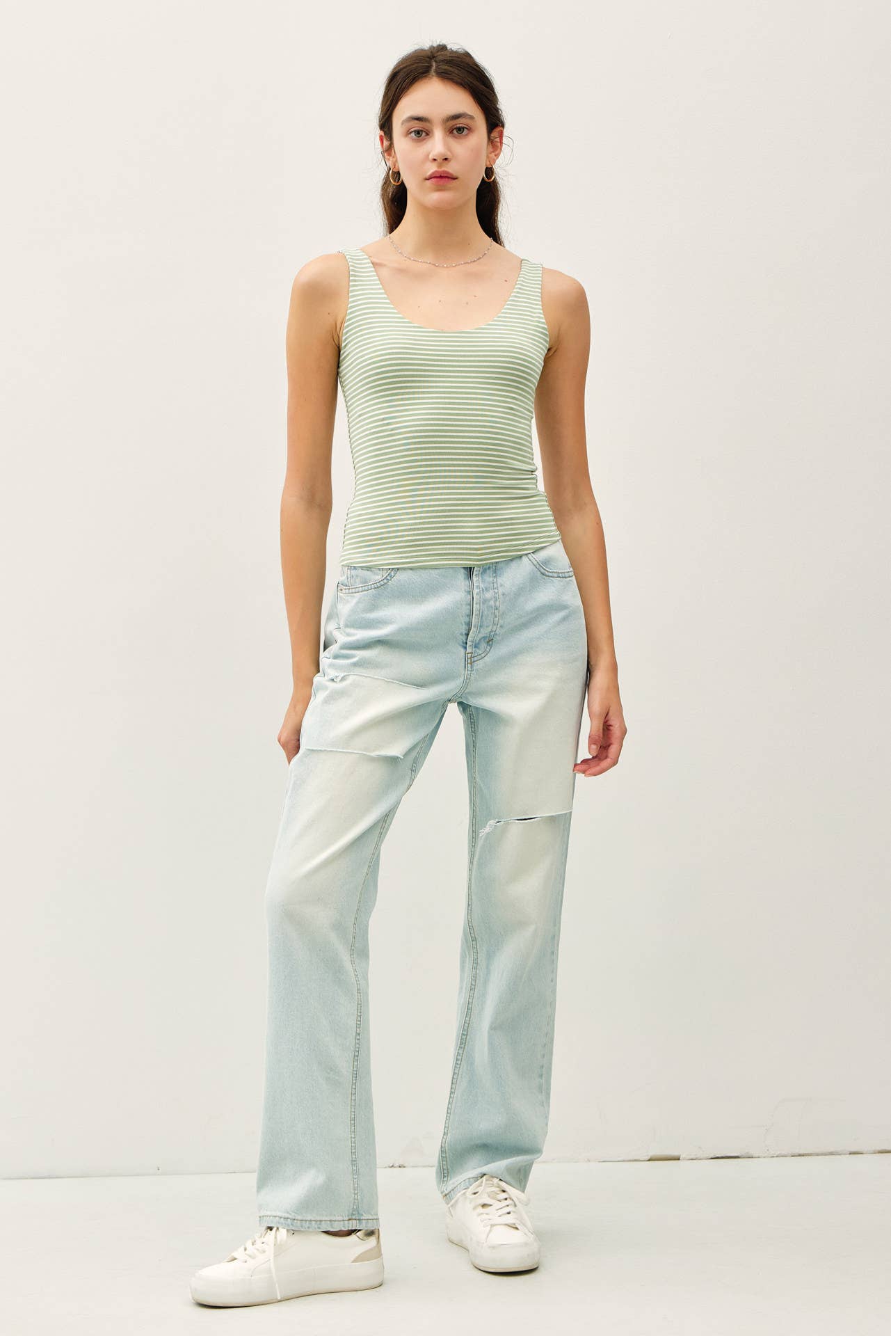 ULTRA SOFT DOUBLE LINED STRIPED TANK