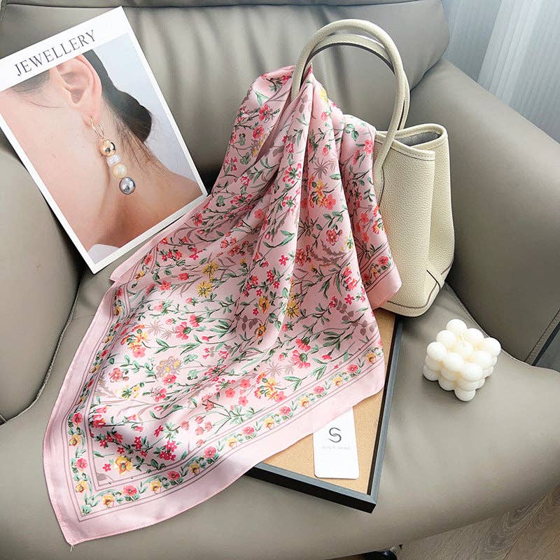Fresh Floral Print Headscarf Square Scarf MK2BLW6W6NSI07
