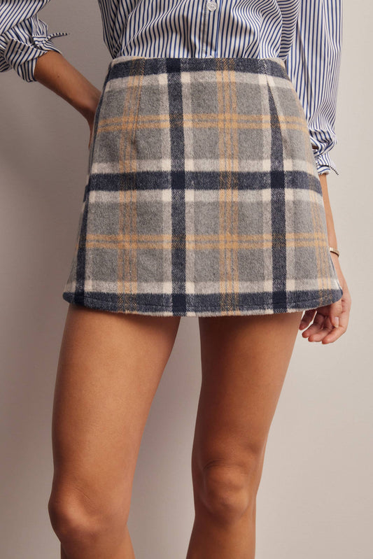 Plaid Wool Blend Skort