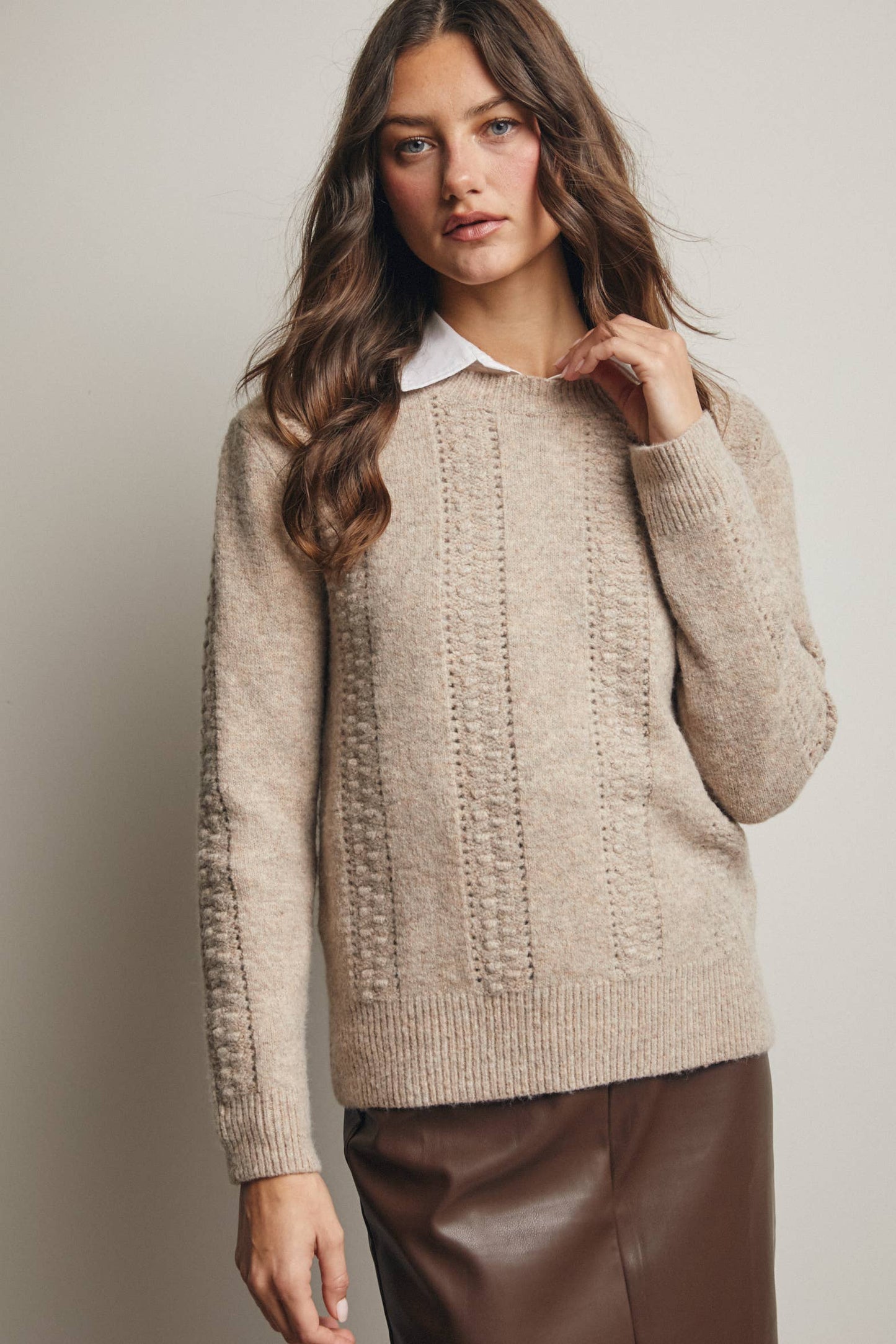 Textured Cable Stitch Pullover Sweater