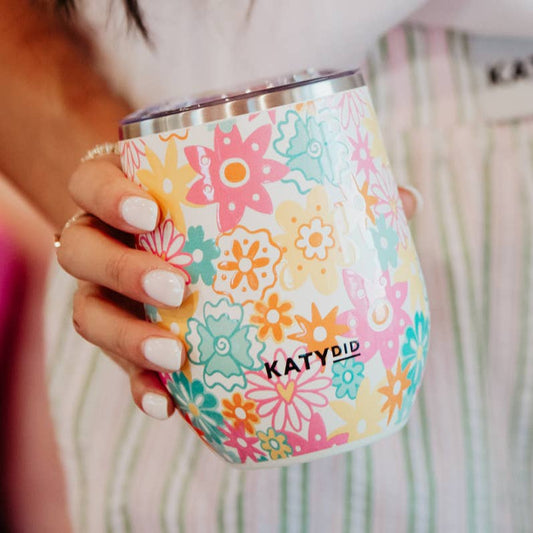 Spring Flowers Stainless Steel Wine Tumbler