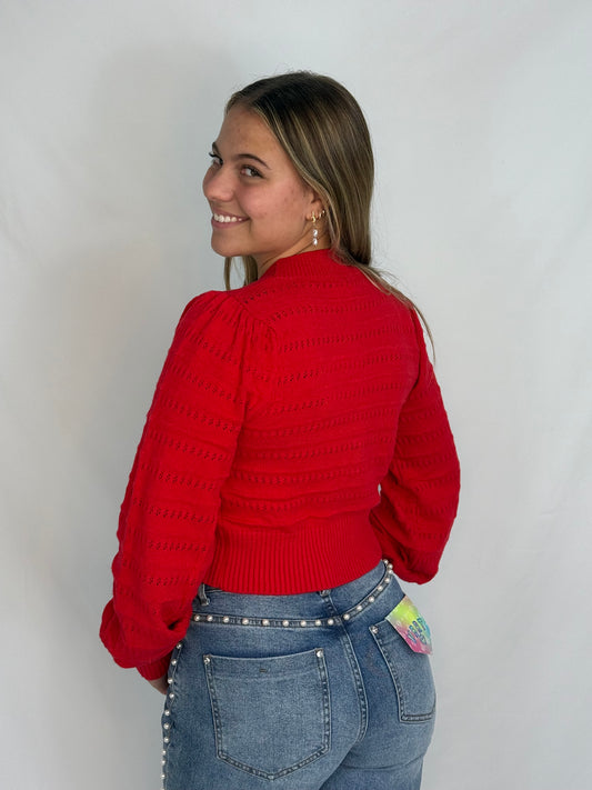 US Bow Front Cardi - Red