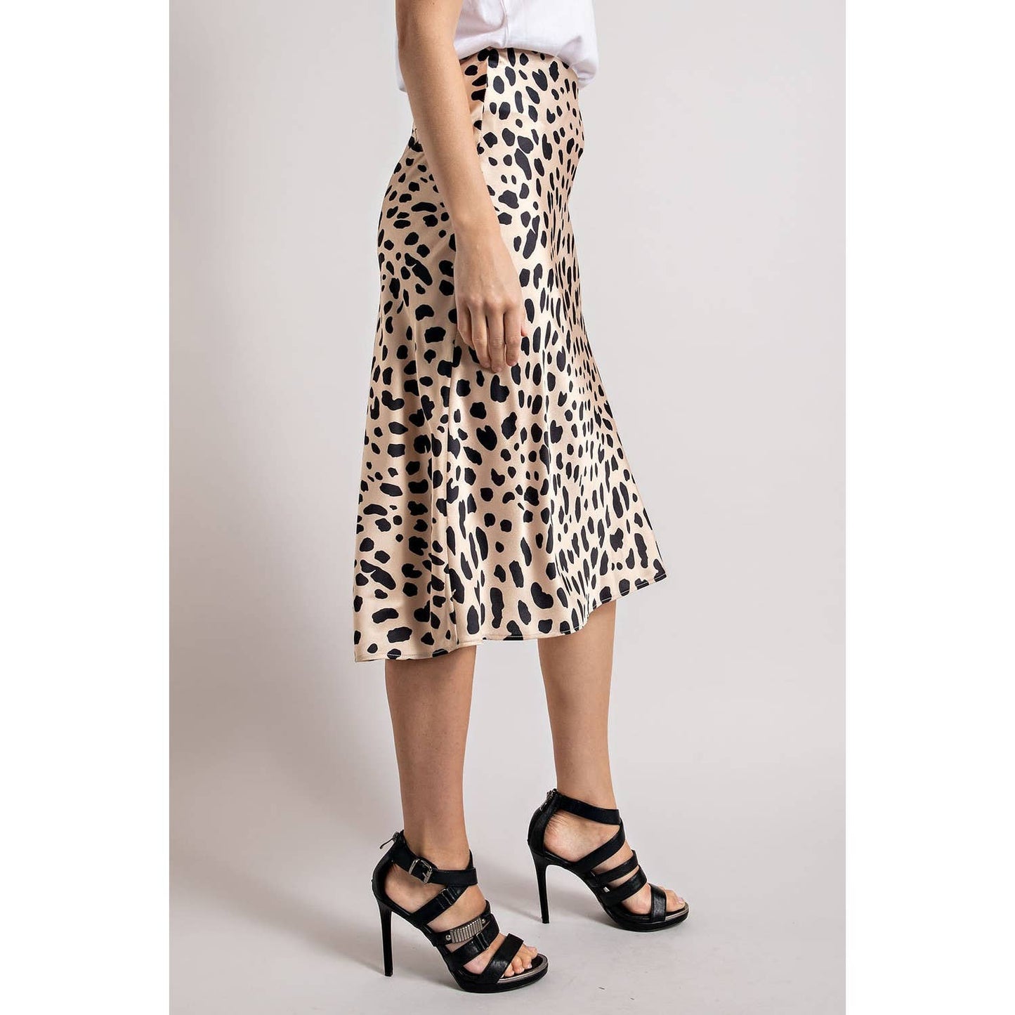 SATIN MIDI SKIRT WITH ELASTIC WAIST