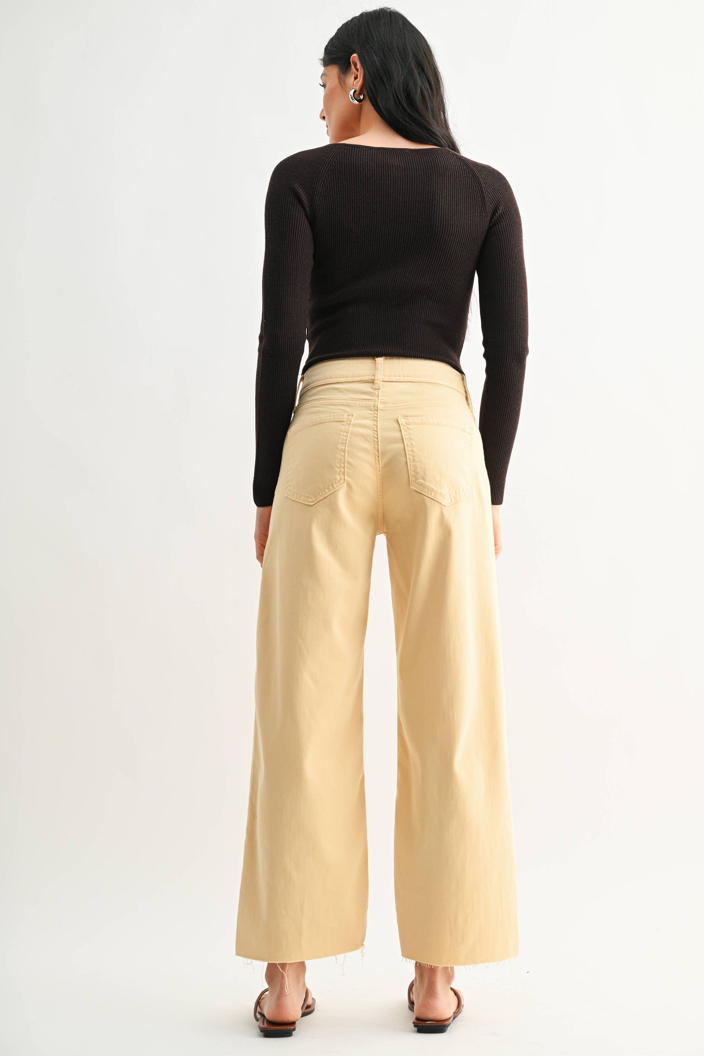 Stretch Twill Utility Wide Leg Pant - Butter