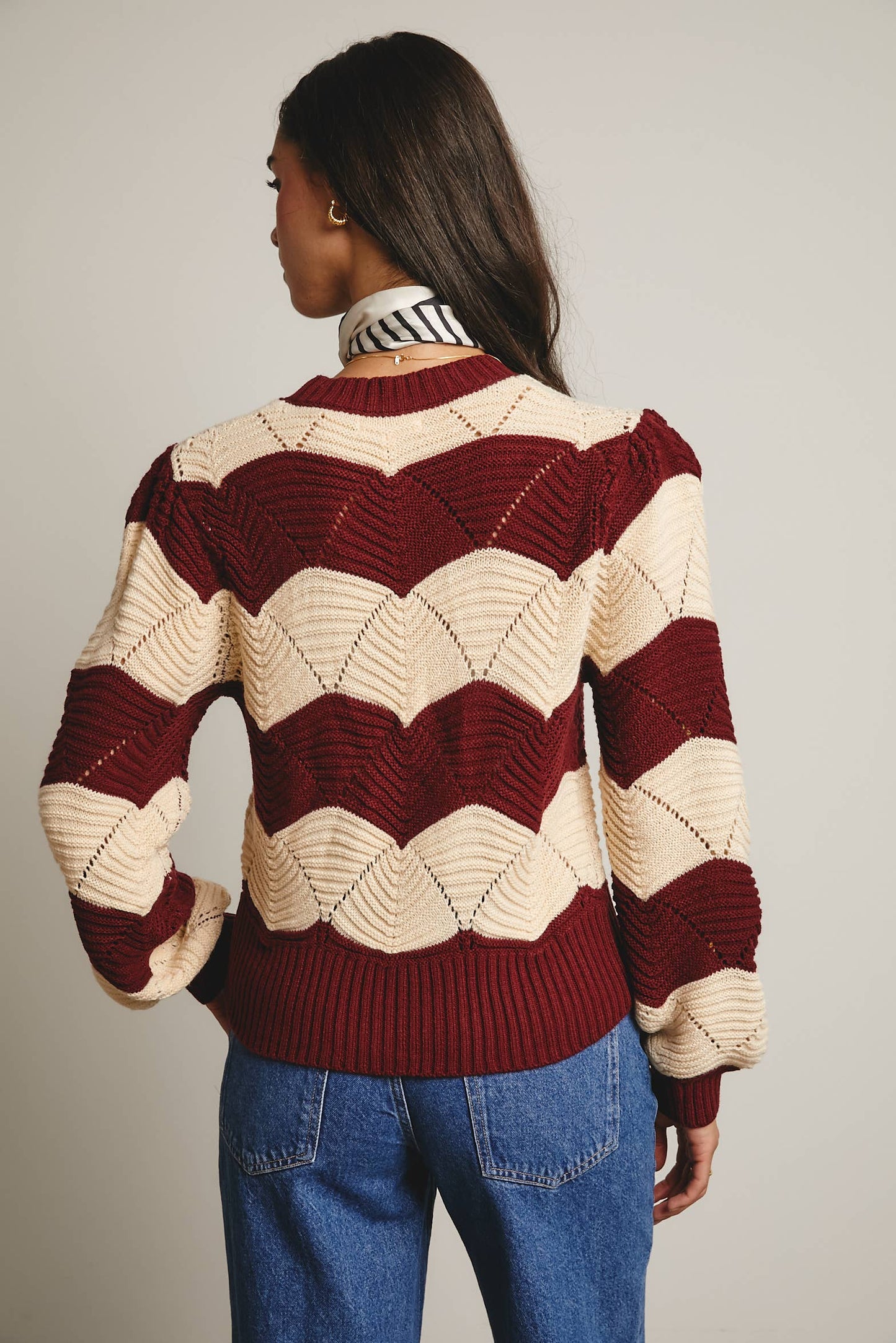Wave Knit Chevron Pullover