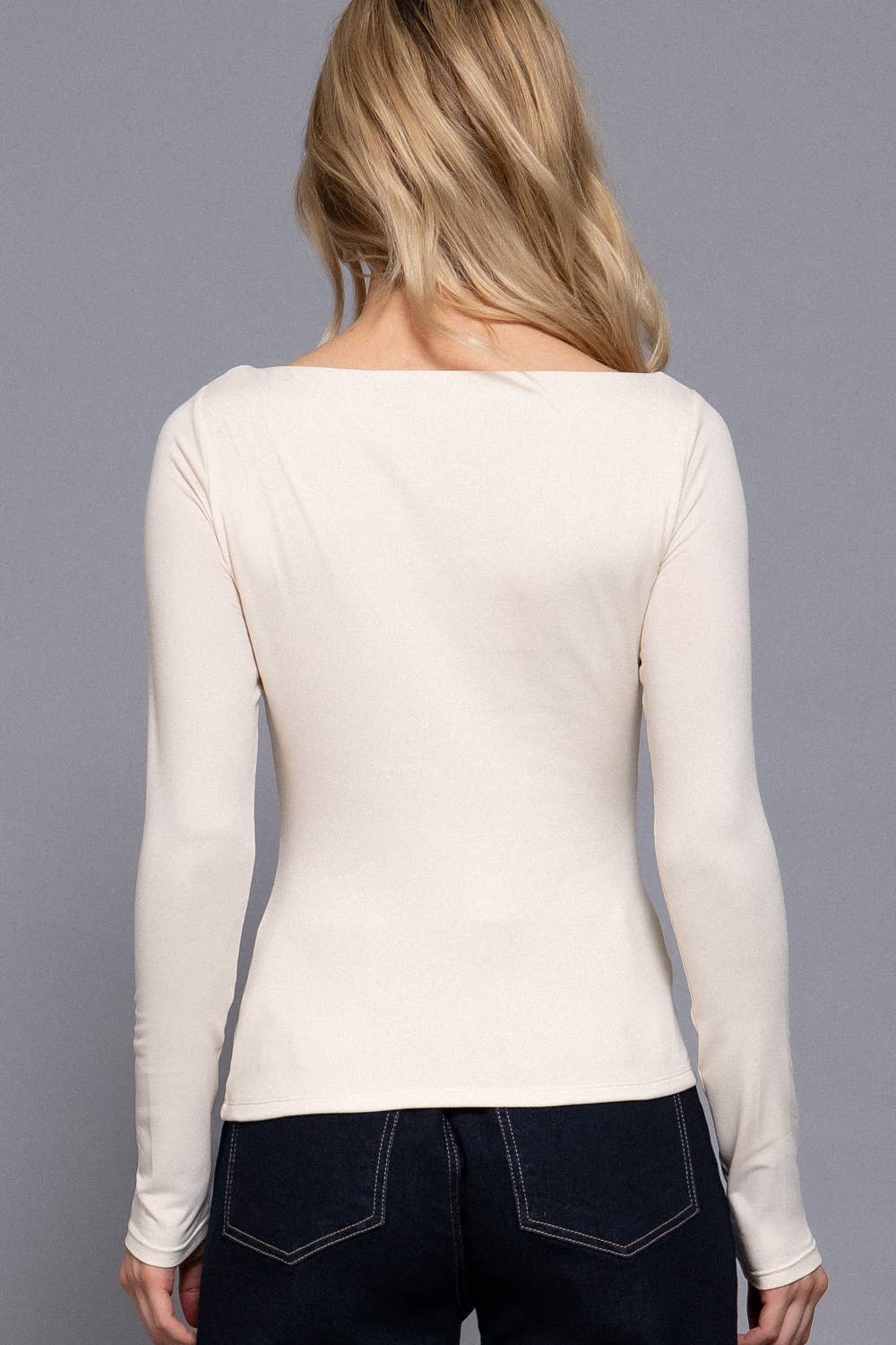 Long Sleeve Boat Neck Knit Top