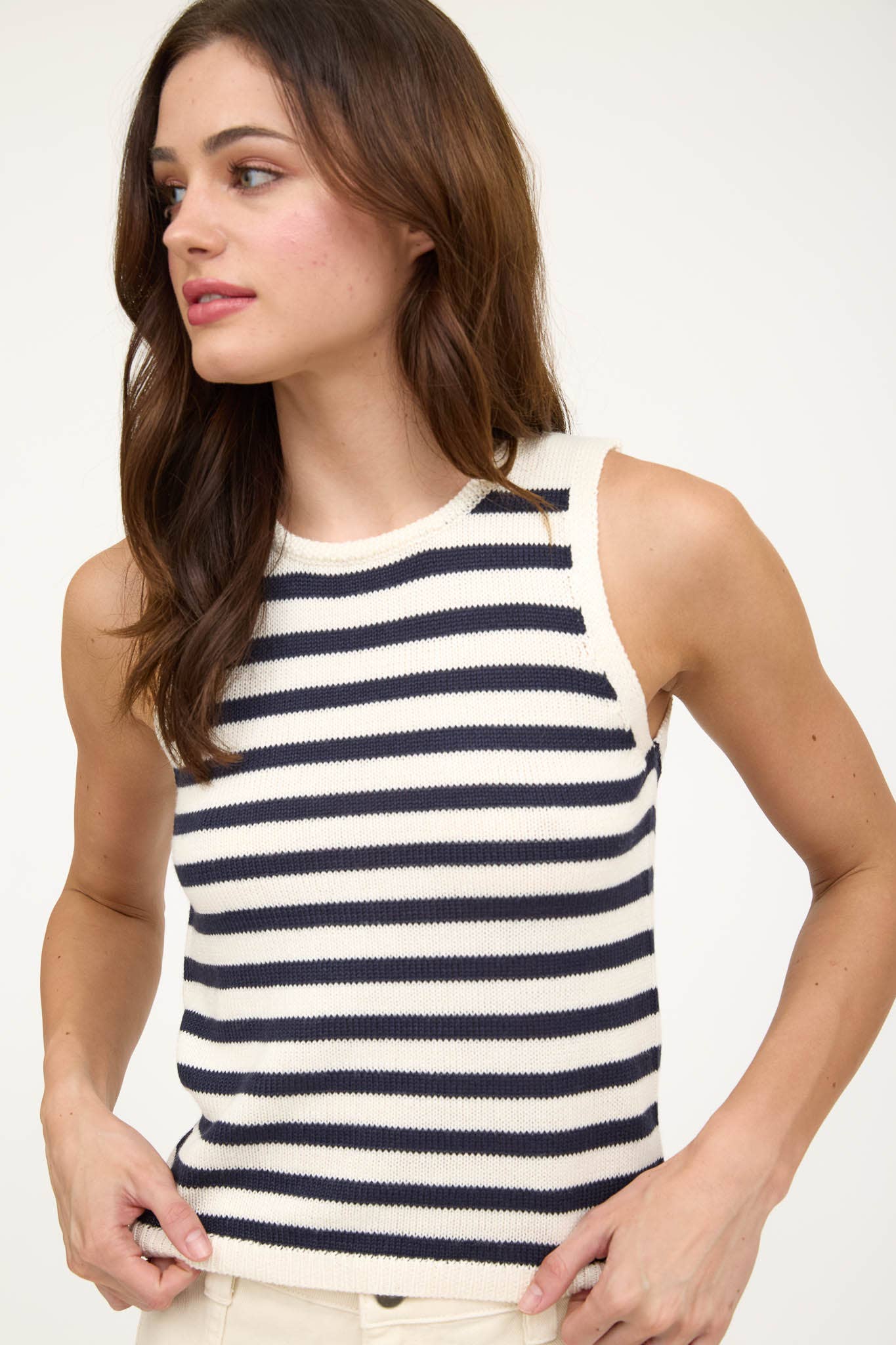 STRIPE SWEATER CROPPED TANK TOP