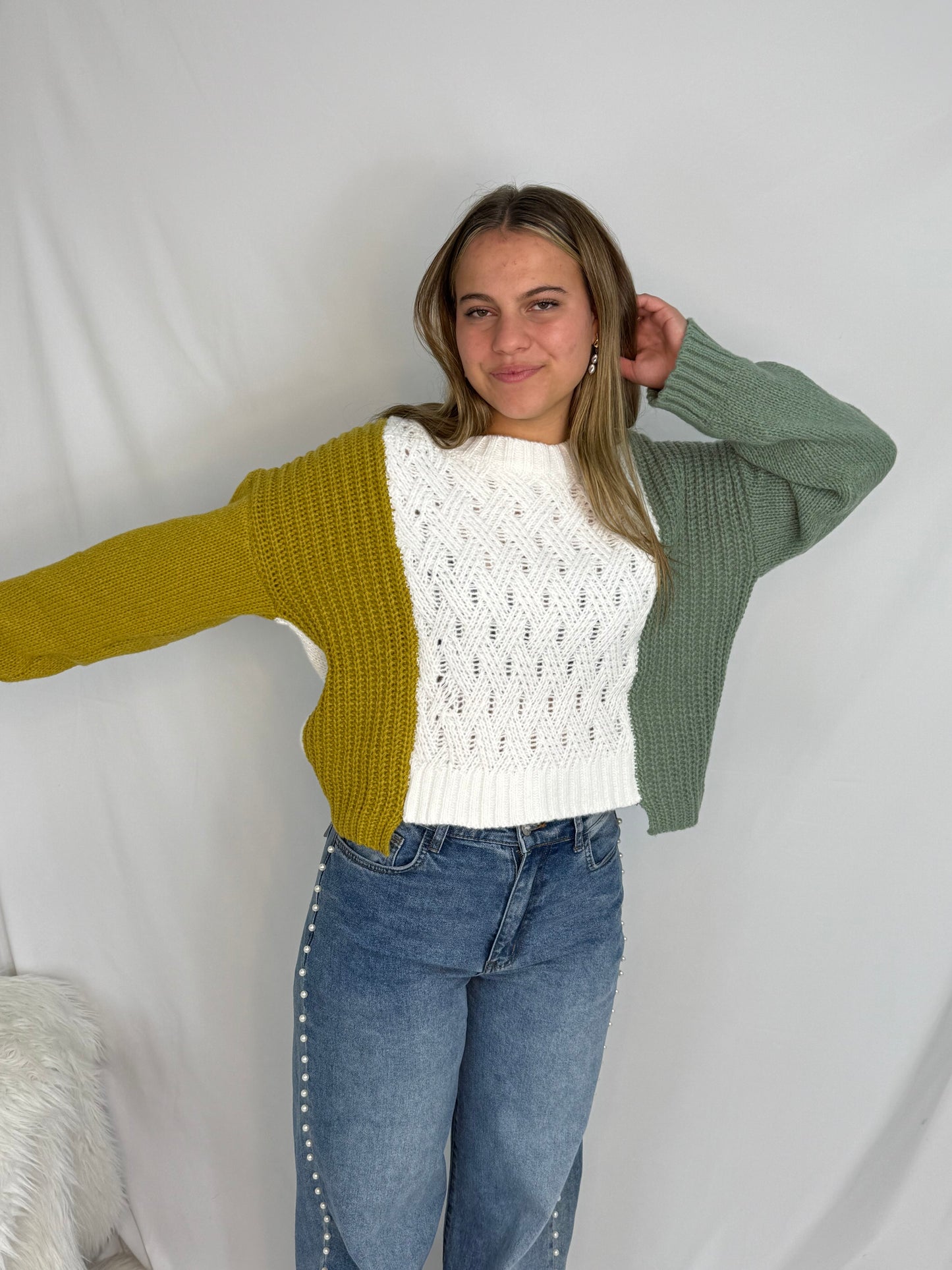 US Vertical Color Block Sweater