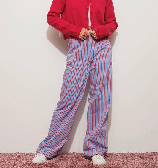 Red & blue striped pants