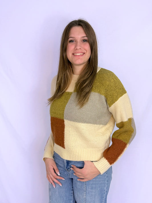 US ColorBlock Sweater - Oatmeal