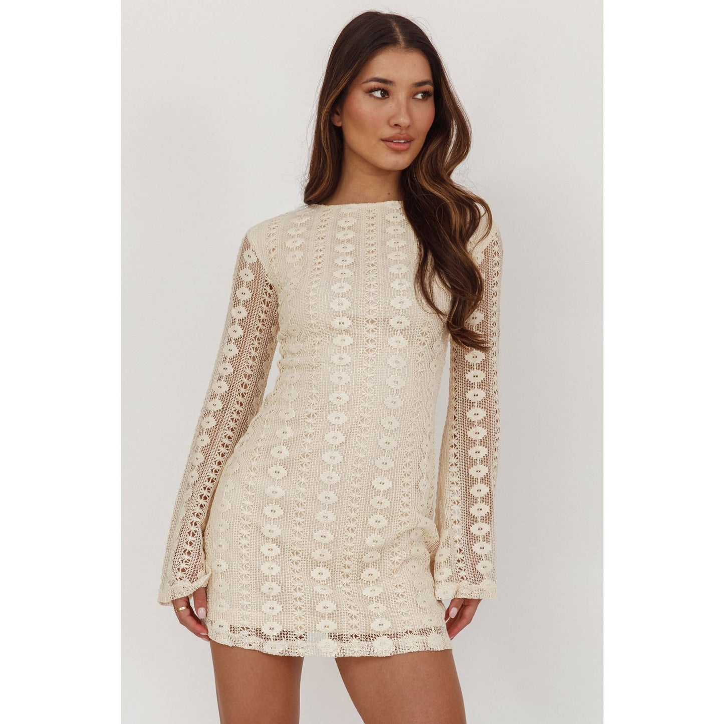 FLORAL CROCHET MINI DRESS