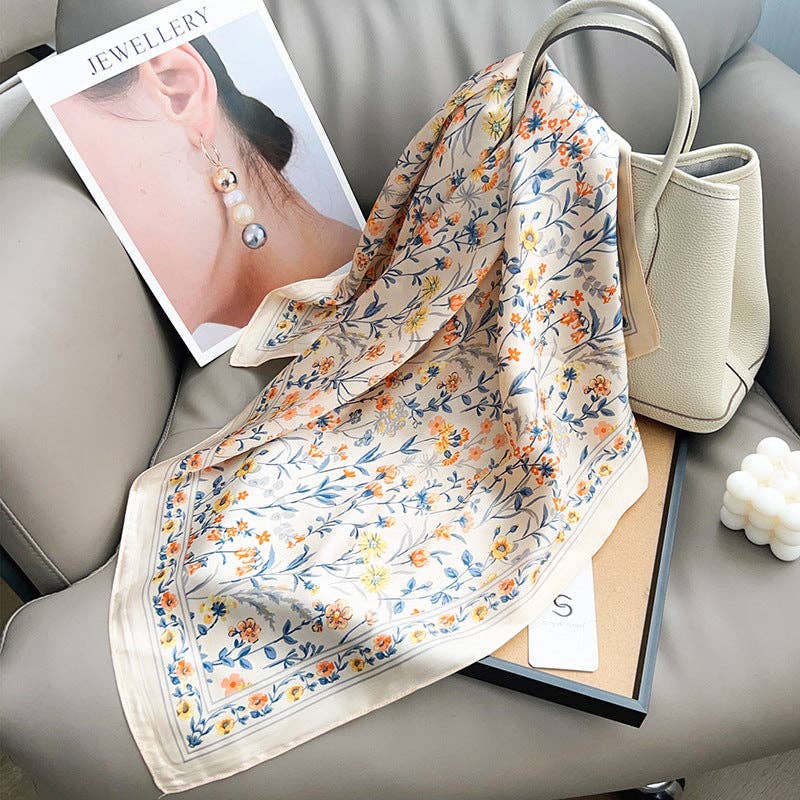 Fresh Floral Print Headscarf Square Scarf MK2BLW6W6NSI07