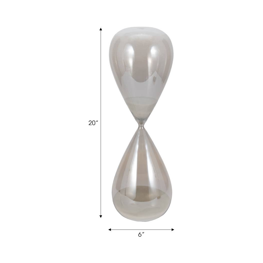 Glass Small Teardrop Silhouette Hourglass - Grey, 20 in.