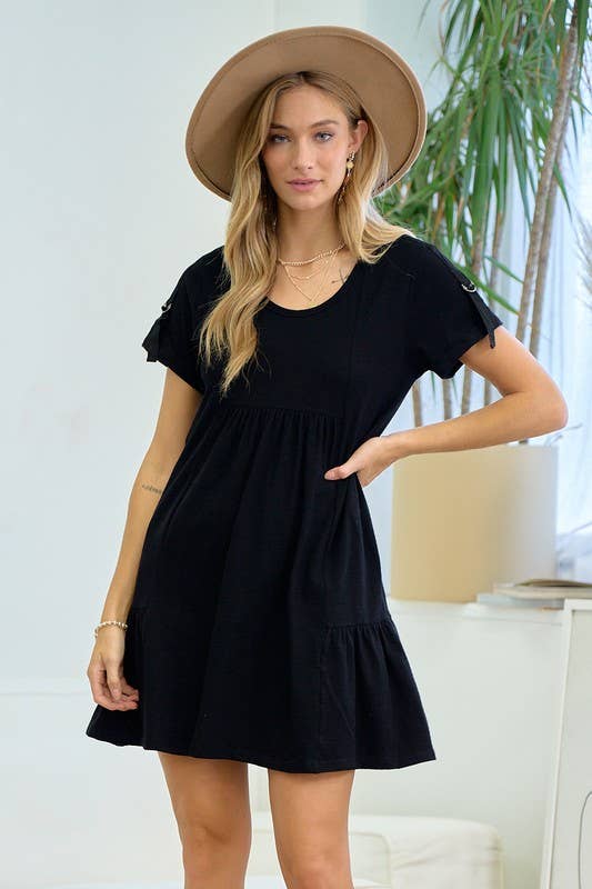 D Ring Strap Sleeve Detail Easy Dress