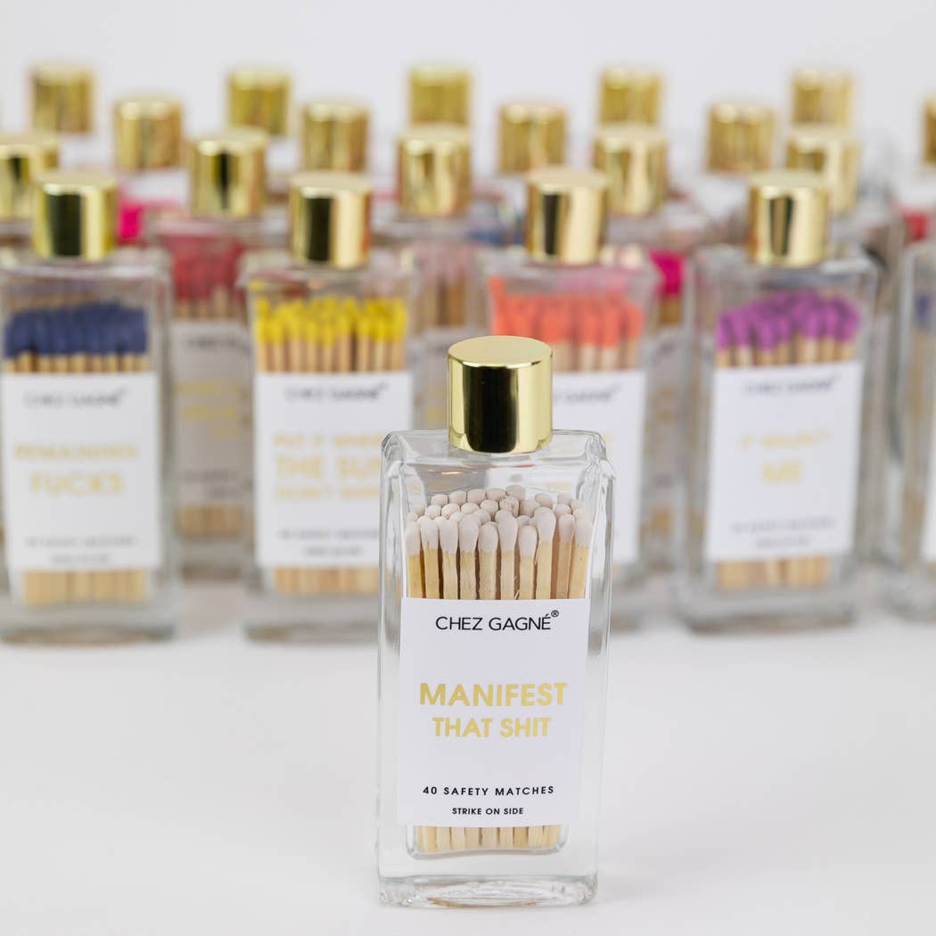 Manifest That Shit - Glass Bottle Safety Matches - White