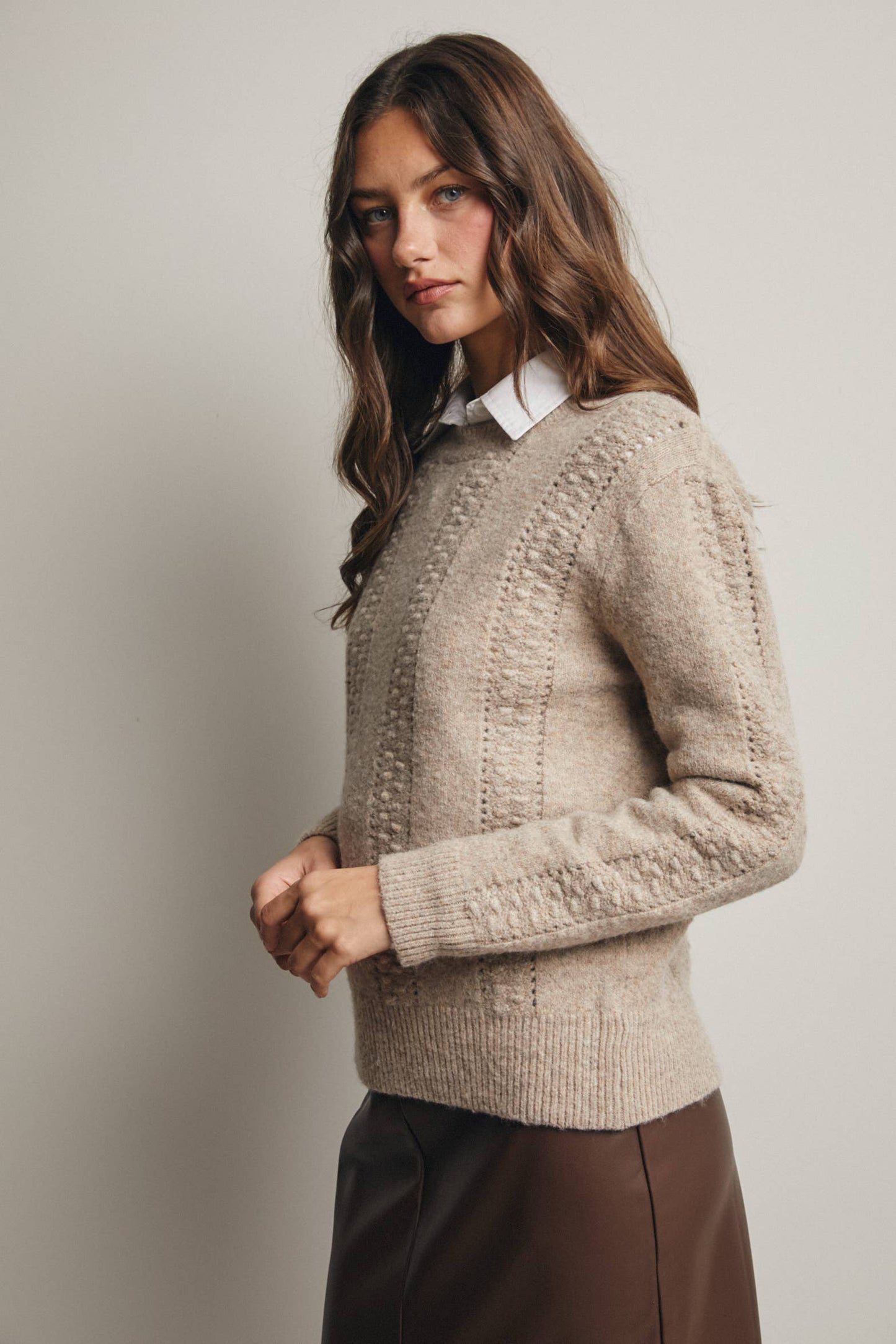 Textured Cable Stitch Pullover Sweater