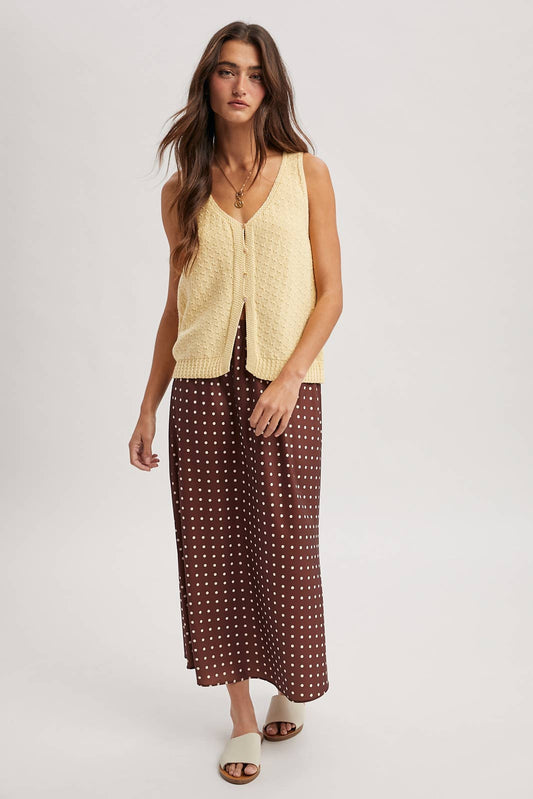 POINTELLE SWEATER TANK- Lemon